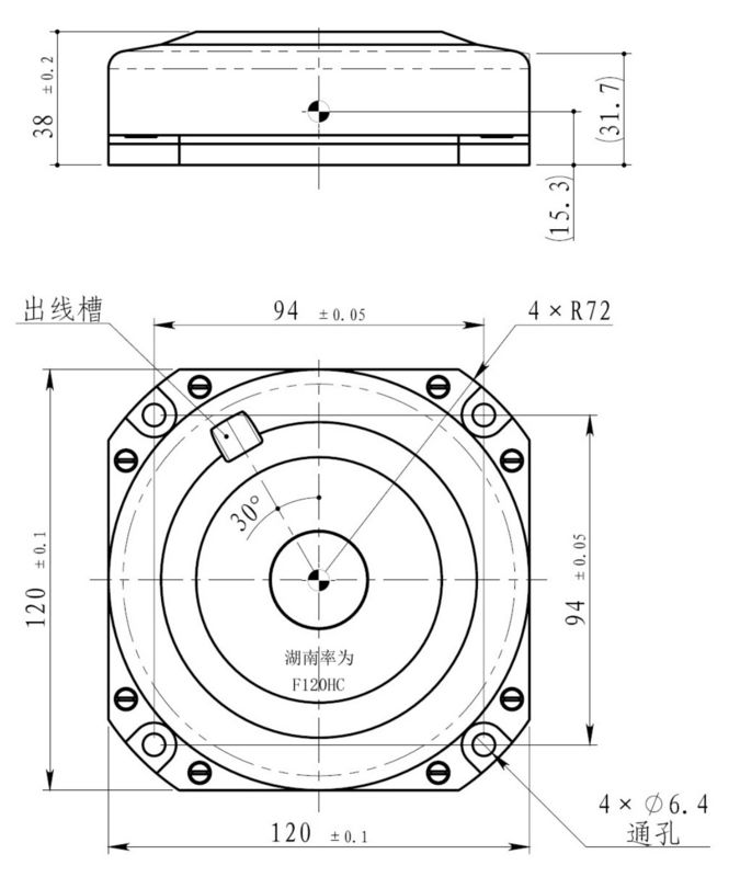 고 정밀 광섬유 자이로스코프 120×120×38mm 차원 및 관성 측정을위한 -45+70 °C 작동 온도