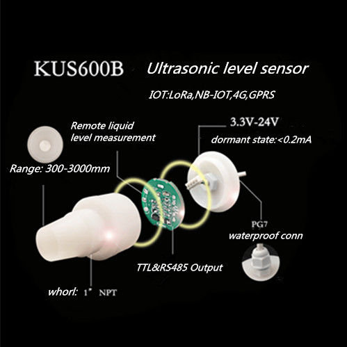 KUS600B 초음파 트랜스듀서 센서 / 지원 하이버네이션 상태 / PVDF는 IOT 지역에 적용됩니다 	초음파 트랜스듀서 센서