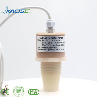 PVDF/PTFE 소재로 만든 KUS600 초음파 센서는 거리와 액체 수준의 측정에 사용됩니다.